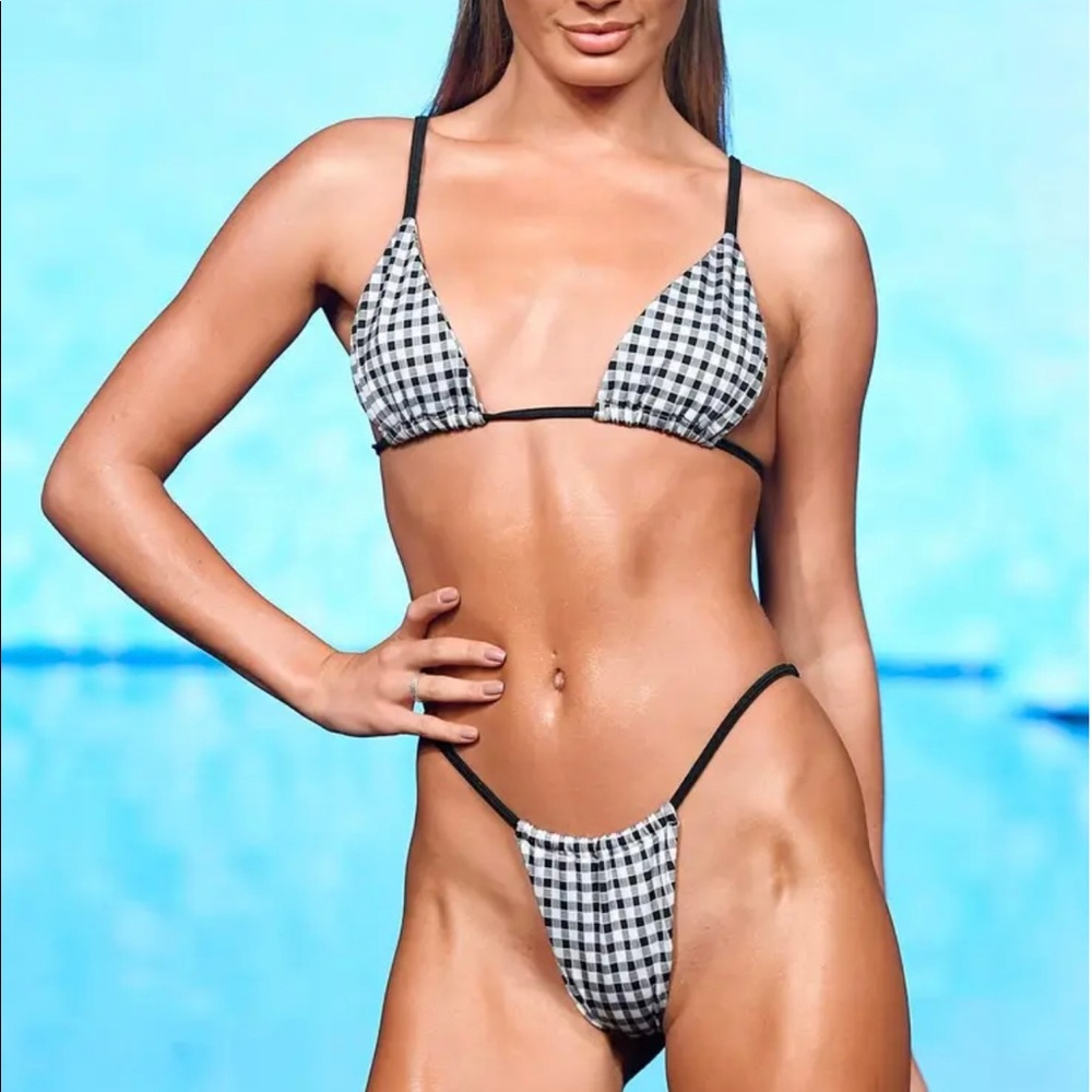 Lounge Underwear Mint Green and Black Checkered Bikini